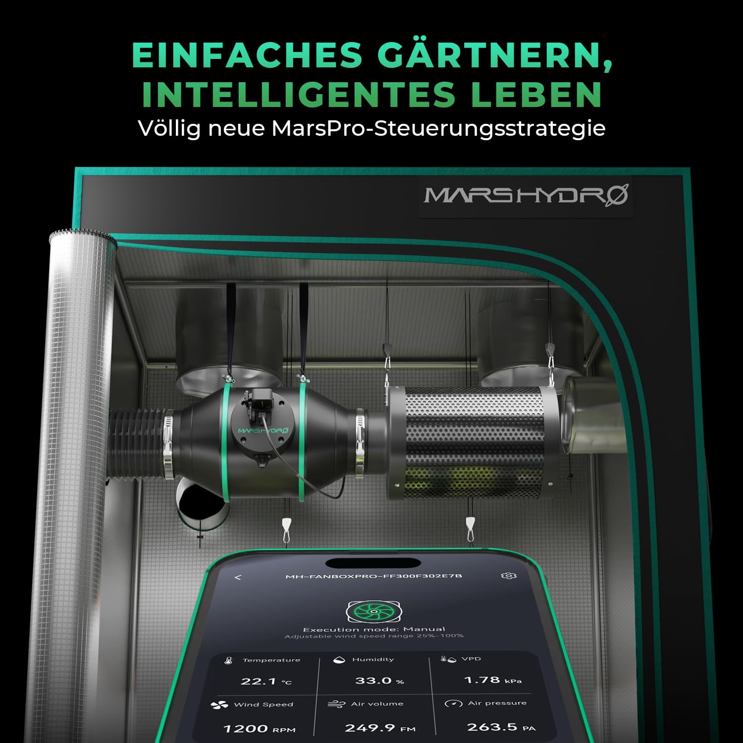 Mars Hydro iFresh - Ventilador de tubo (150 mm, 685 m³/h, motor EC silencioso, 62 W, enchufe europeo, para Growbox, tienda de cultivo e invernadero, hidroponía