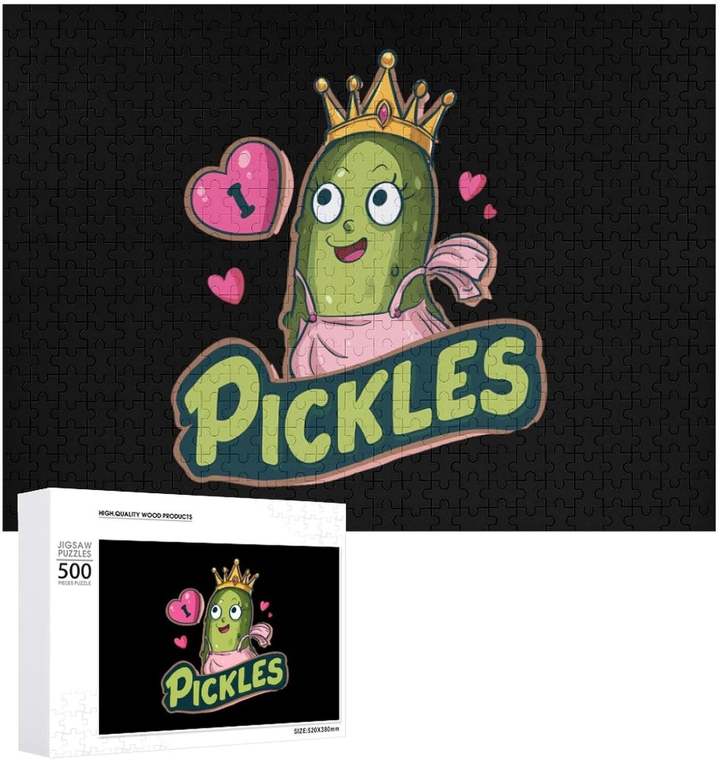 I Love Pickles Puzzles for Adults 500 PCS Wooden Jigsaw Puzzle Wall Decor Christmas