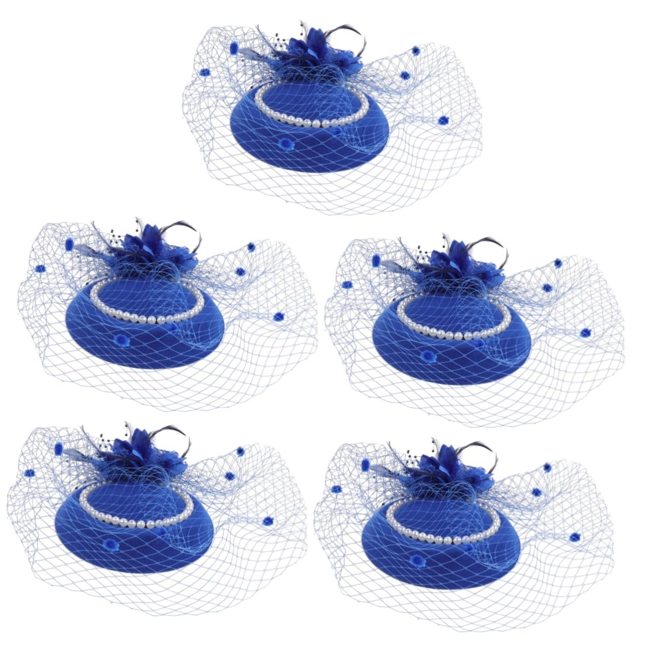GALPADA 5pezzi Fascinator Sposa con Perle e Piume Accessorio Elegante per Matrimoni Feste e Occasioni Speciali Copricapo Vintage per Donne Comodo e Leggero Design Unico per Look Glamour