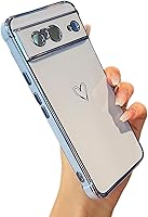 Vista 101 de ZTOFERA Funda diseñada para Google Pixel 7a, bonito diseño de corazones de amor con borde chapado y protección de lente de cámara, para Google Pixel