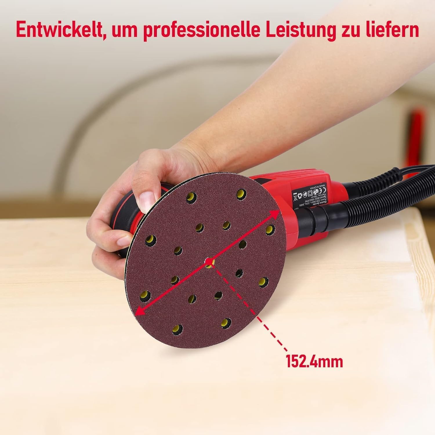 Exzenterschleifer 350W bürstenlos - Schleifteller 150mm - 2,5mm Hub - 5 einstellbare Geschwindigkeiten - niedrige Vibrationen - 10000 U/min - Kompakt für Holz und Polieren - Deutschland