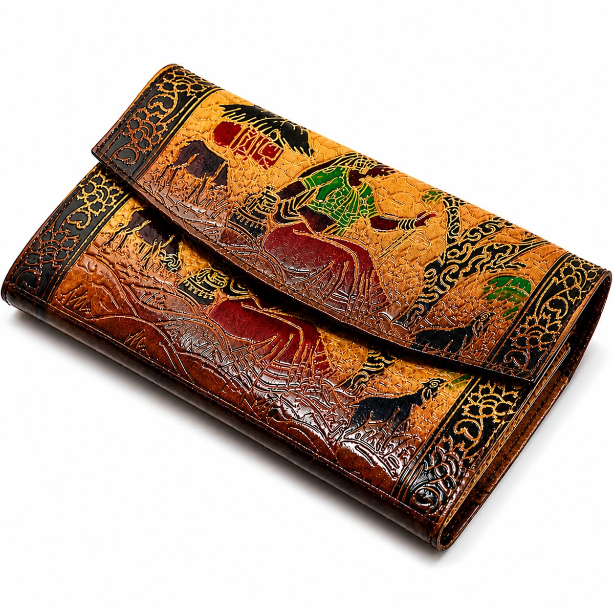 Womens Shantiniketan Genuine Leather Hand Made Stylish Designer 26Cm Large Punch Bag-image-13