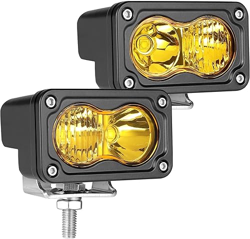 Auto Power Plus - 2 cápsulas LED ámbar, luz de conducción de 40 W, 3 pulgadas, luz amarilla todoterreno, luces LED superbrillantes, luz de trabajo,