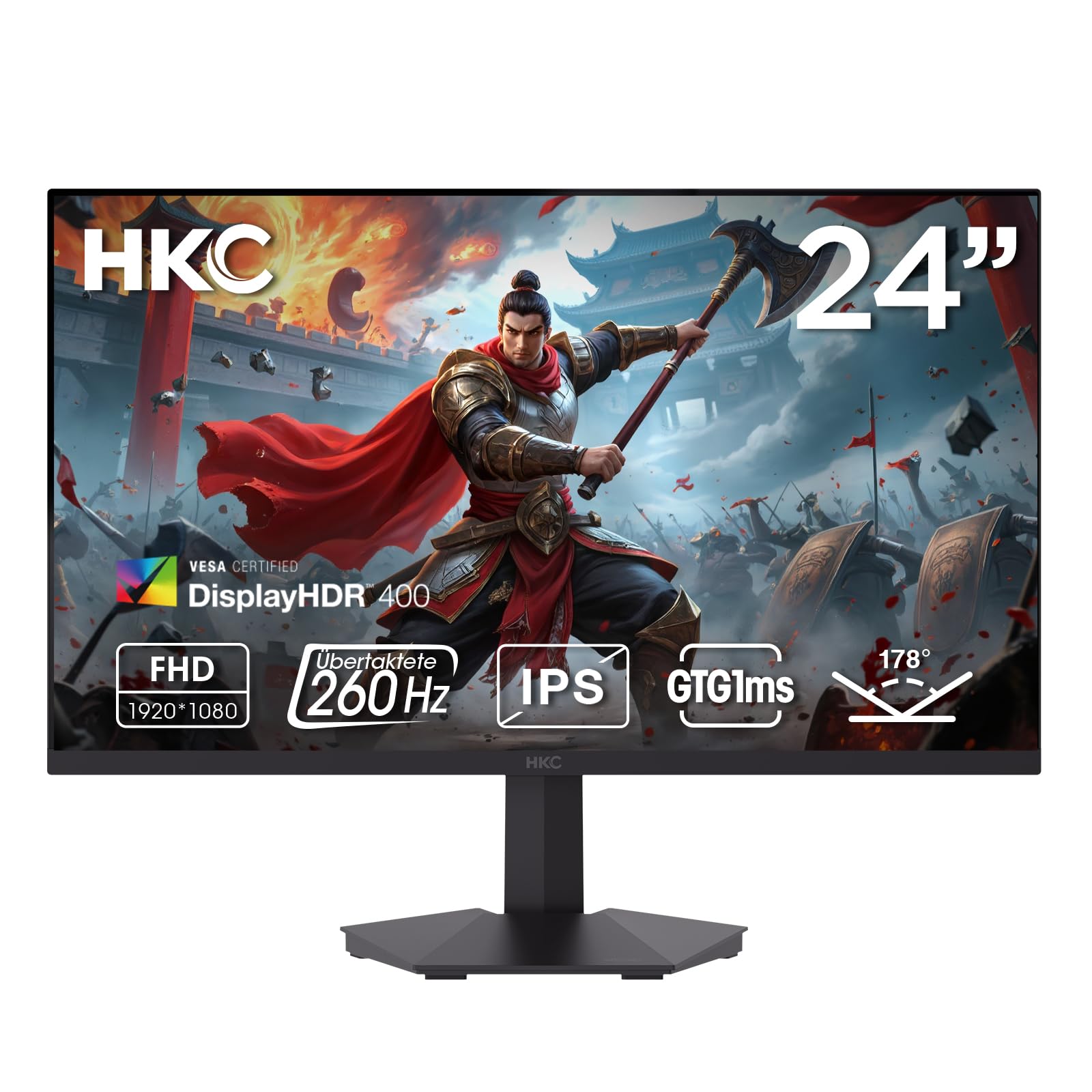 "Monitor per PC da gaming - HKC - 24"" - FHD - 240Hz - Pannello IPS veloce - 1ms - G24H3D"