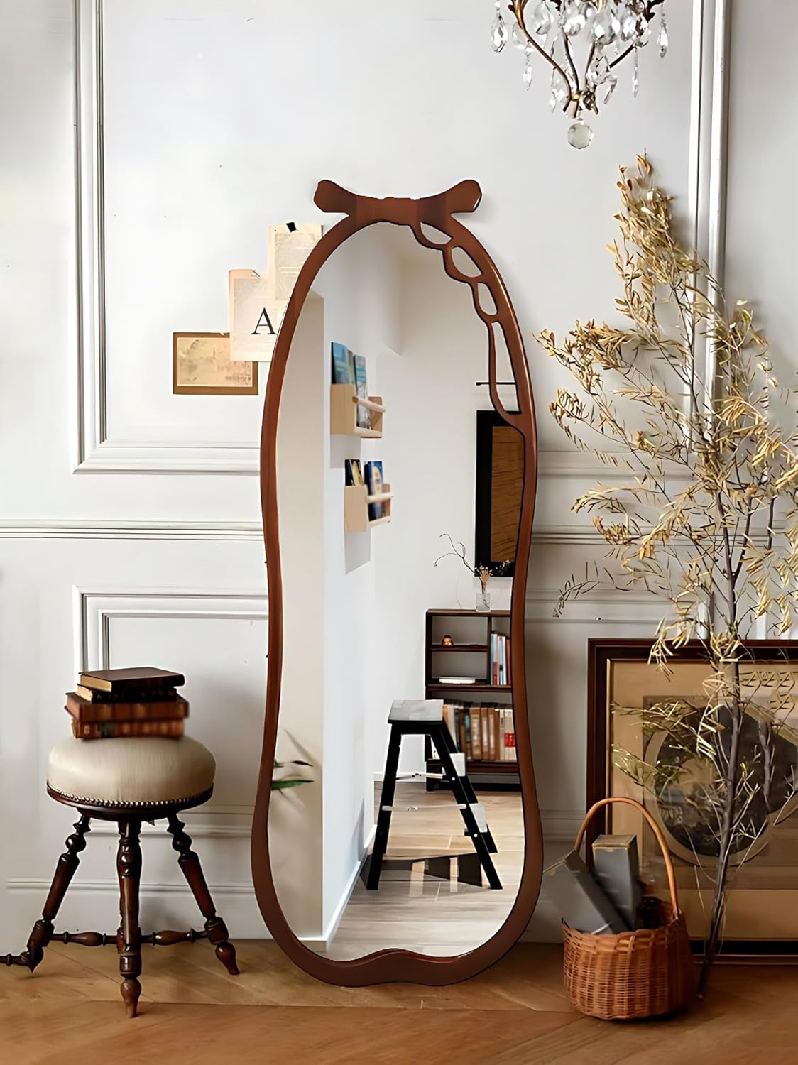 アーチ型 木製フレームミラー 全身鏡 木製フレーム 姿見 全身鏡 姿見