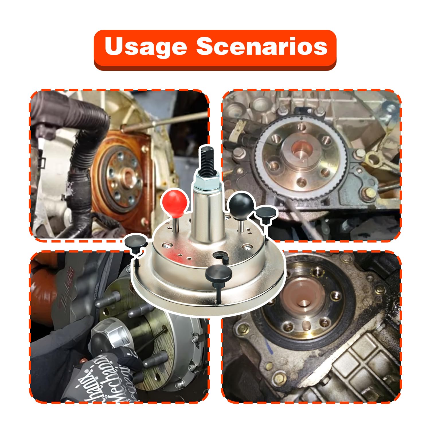 Herramienta de instalación de removedor de brida de sello trasero de cigüeñal de motor, herramientas de instalación de anillo de engranaje de señal compatible con Volkswagen 1,4 1,6 T10134