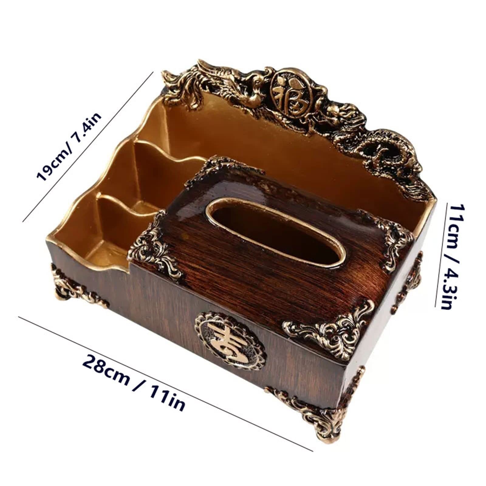Portafazzoletti Multifunzionale Supporto for scatola di fazzoletti Nuovo stile cinese retrò Scatola di immagazzinaggio di fazzoletti multifunzionale Soggiorno Camera da letto Decorazione da scrivania
