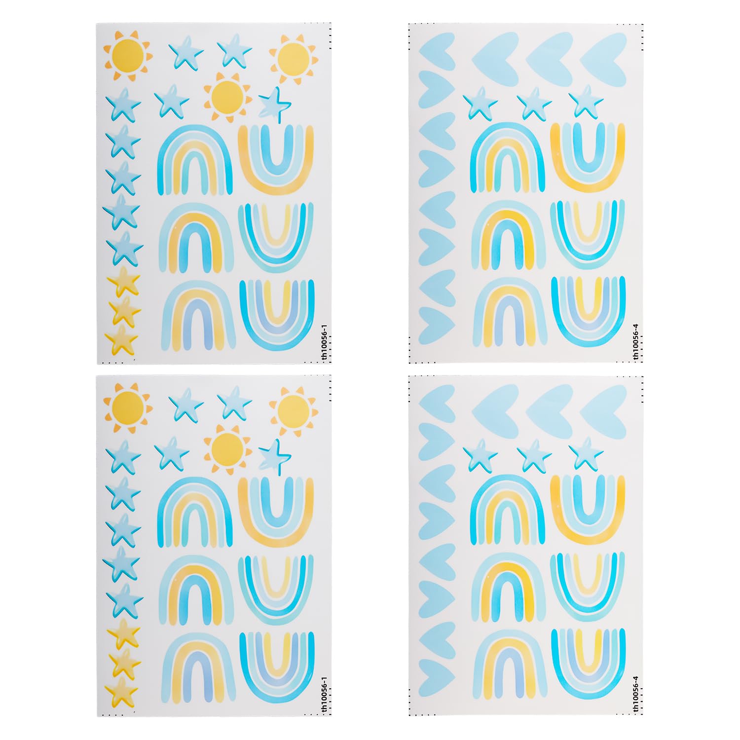 Bojueshaw 82pcs Watercolor Wall Decals,Removable DIY Cartoon Stickers with Rainbows,Hearts,Stars & Suns for Kids’ Rooms, Nursery,Bedroom Decor(Blue)