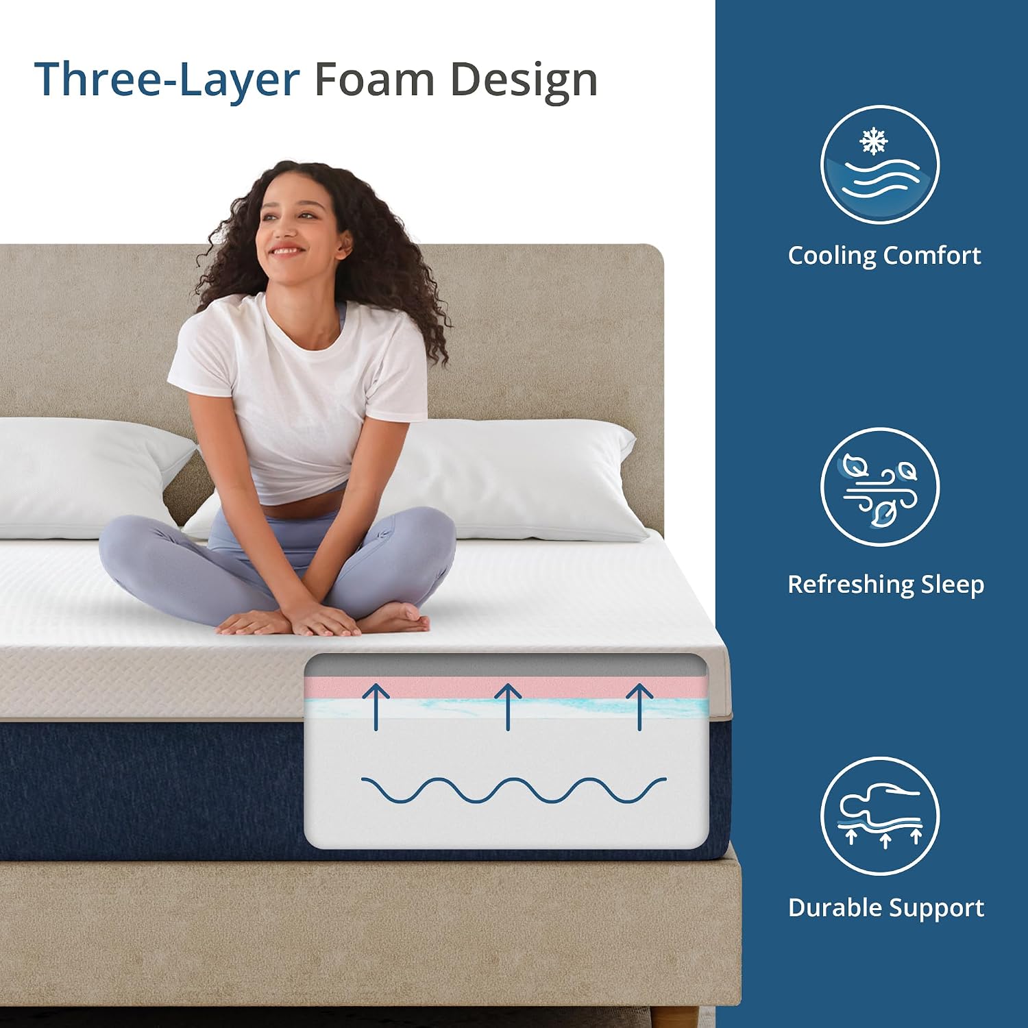 14 Inch Queen Mattress in a Box, Gel Infused Memory Foam Mattress with Cooling Cover, Medium Firmness for Back Pain Relief, Foam Made in USA, Fiberglass Free, CertiPUR-US Certified, 60”x80”x14”