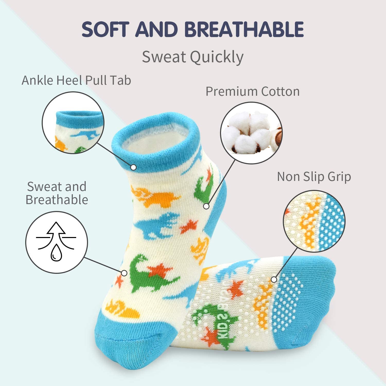 FIMALIA Organic Cotton Anti-Skid Socks Non Slip Kids Toddler Socks with Grip | (Pack of 4,6 &12 Pair) (Color & Print May Vary) (0 to 5 years size) (IN, Age, 2 Years, 3 Years, 4 Pair (Girls))