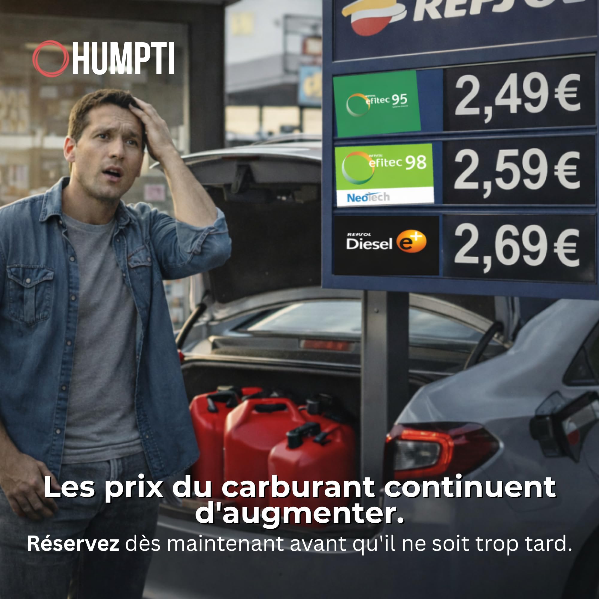 Jerrican Essence 20L Homologué Plastique avec Jauge de Niveau - Bidon Carburant Pack 6 Unités - Pour Essence Gasoil et Diesel, 120L Total - Rouge