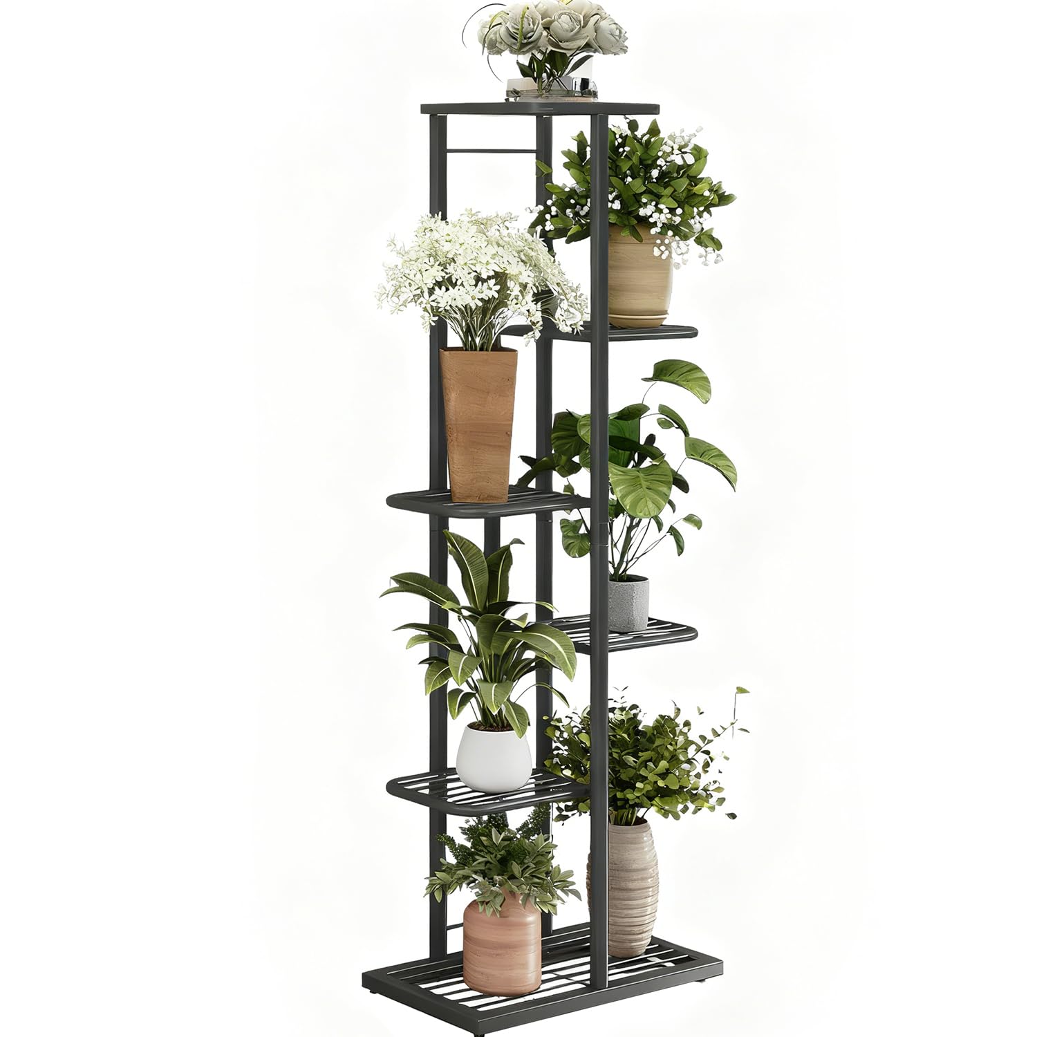 Civenhhd plant stand, flower stand, garden stand, garden stand, pot stand, indoor plant stand, multiple pot stand, flower stand storage stand (Dark grey, 6-tier)