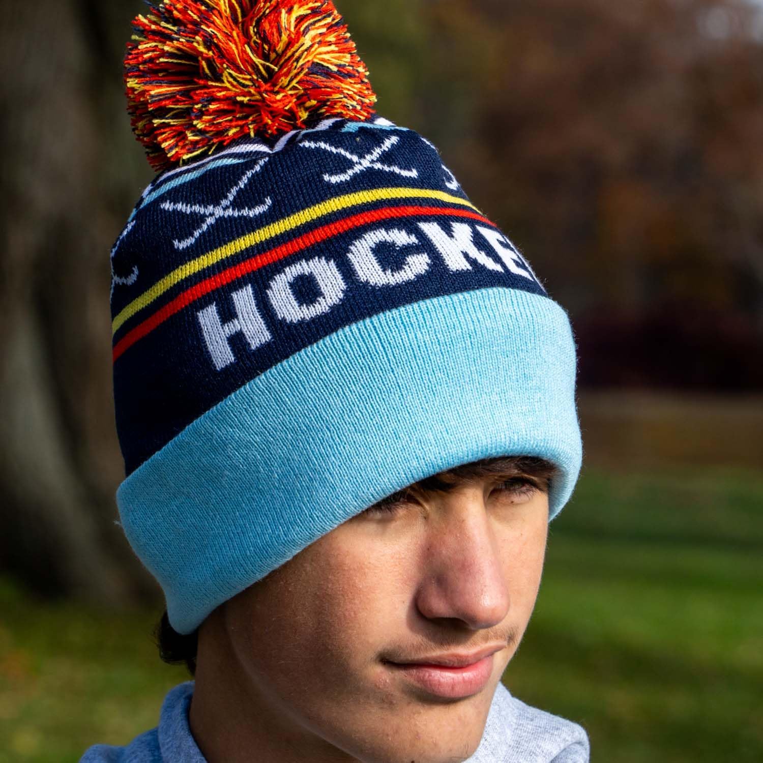 ChalkTalkSPORTS Hockey Knitted Beanie Hat | Hockey Pom Beanies - Image 3