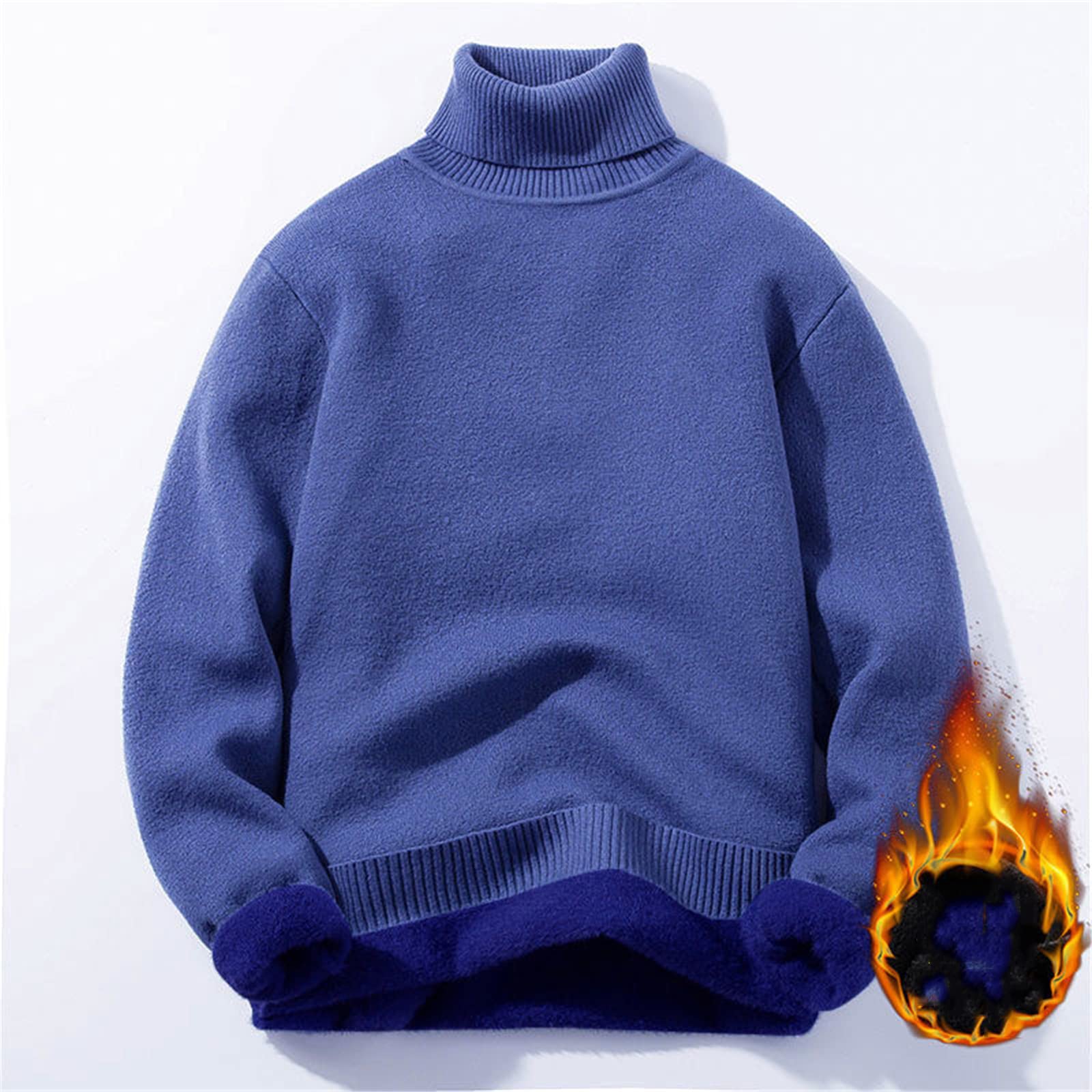 Vogrtcc Suéter de cuello alto cálido de invierno para hombre, suéter de punto elástico de otoño, Gris 369 A, XXXL