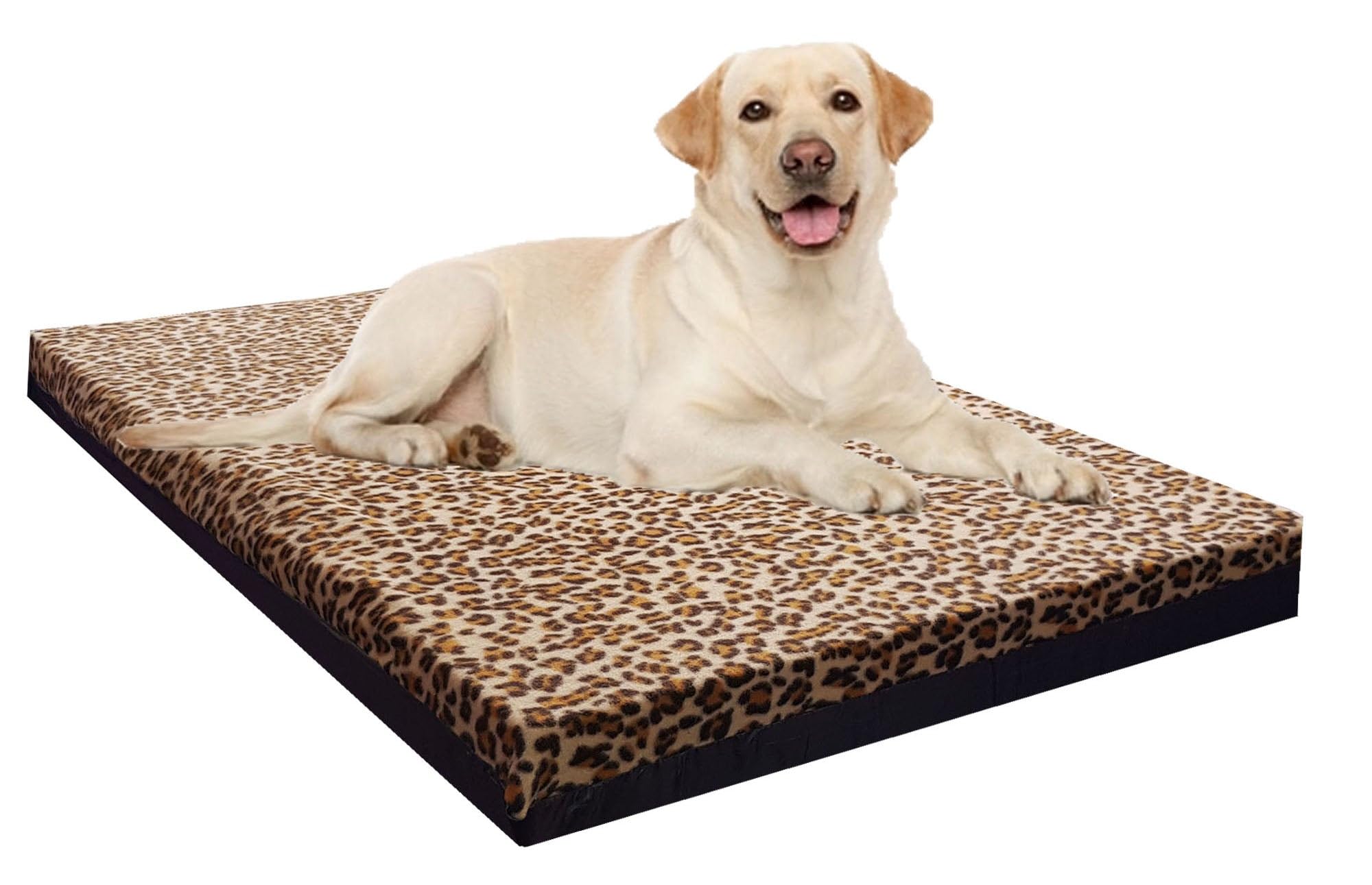 Kosiproducts Waterproof Dog Bed Mattress Non Slip Removable Washable Anti Pill Fleece Fabric Leopard Print 100cm x 100cm x 10cm โ image 1