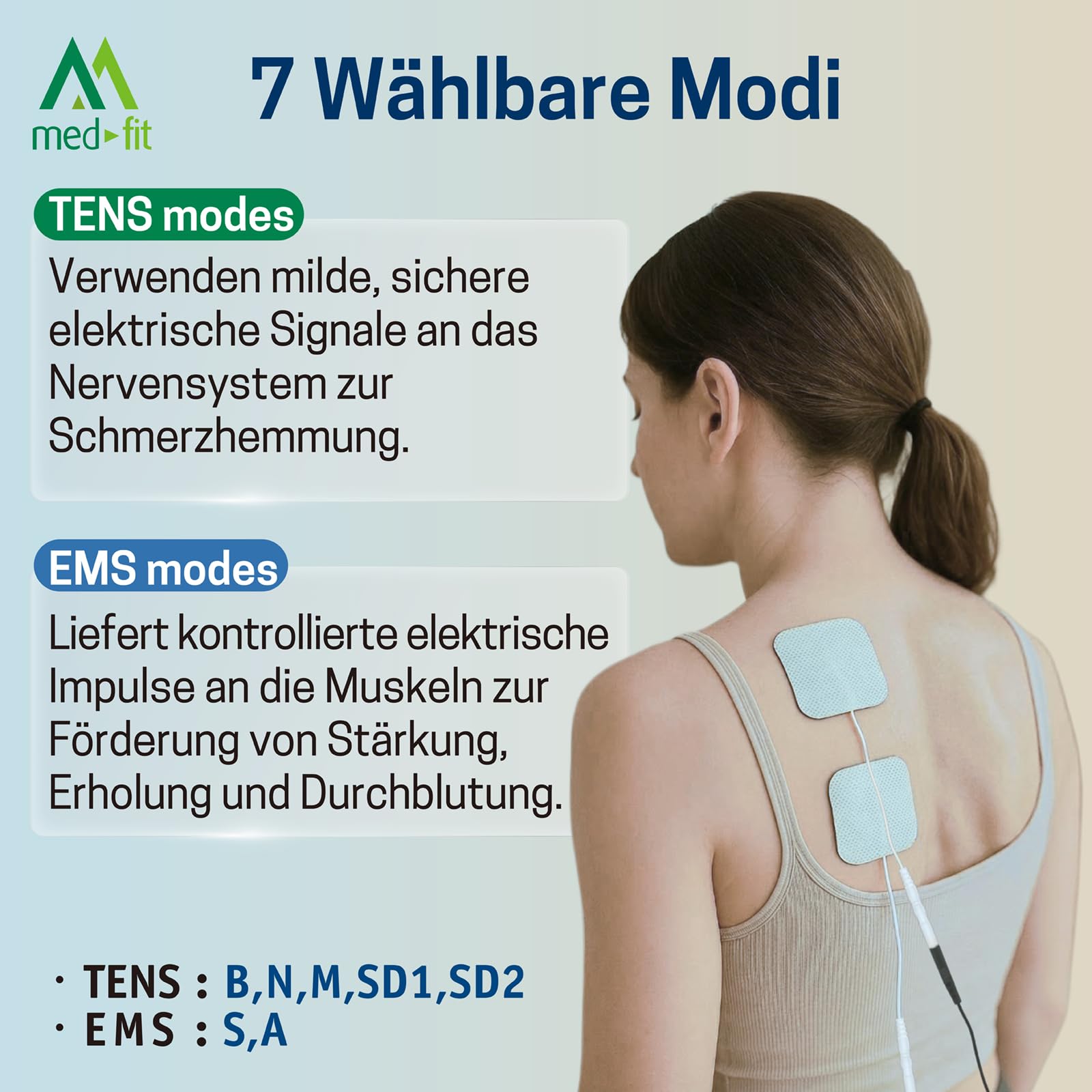 Med-Fit 3 TENS Gerät Schmerztherapie & EMS Muskelstimulator 2 Kanal - Medizinprodukt Klasse IIa Reizstromgerät für Rückenschmerzen, Ischias, Arthrose, Nacken, Schulter & Muskelaufbau
