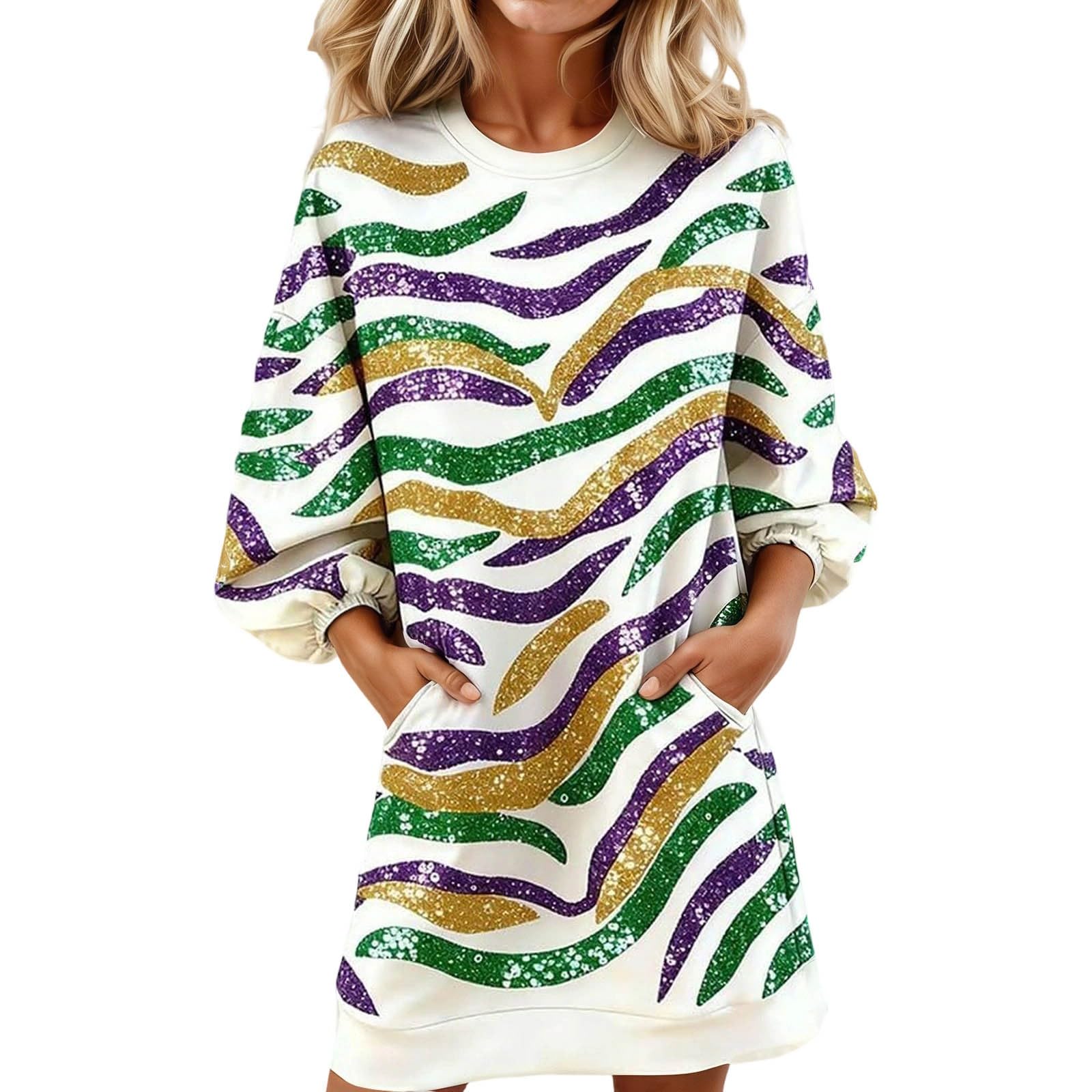 Robe décontractée à capuche tunique confortable manches longues - 6