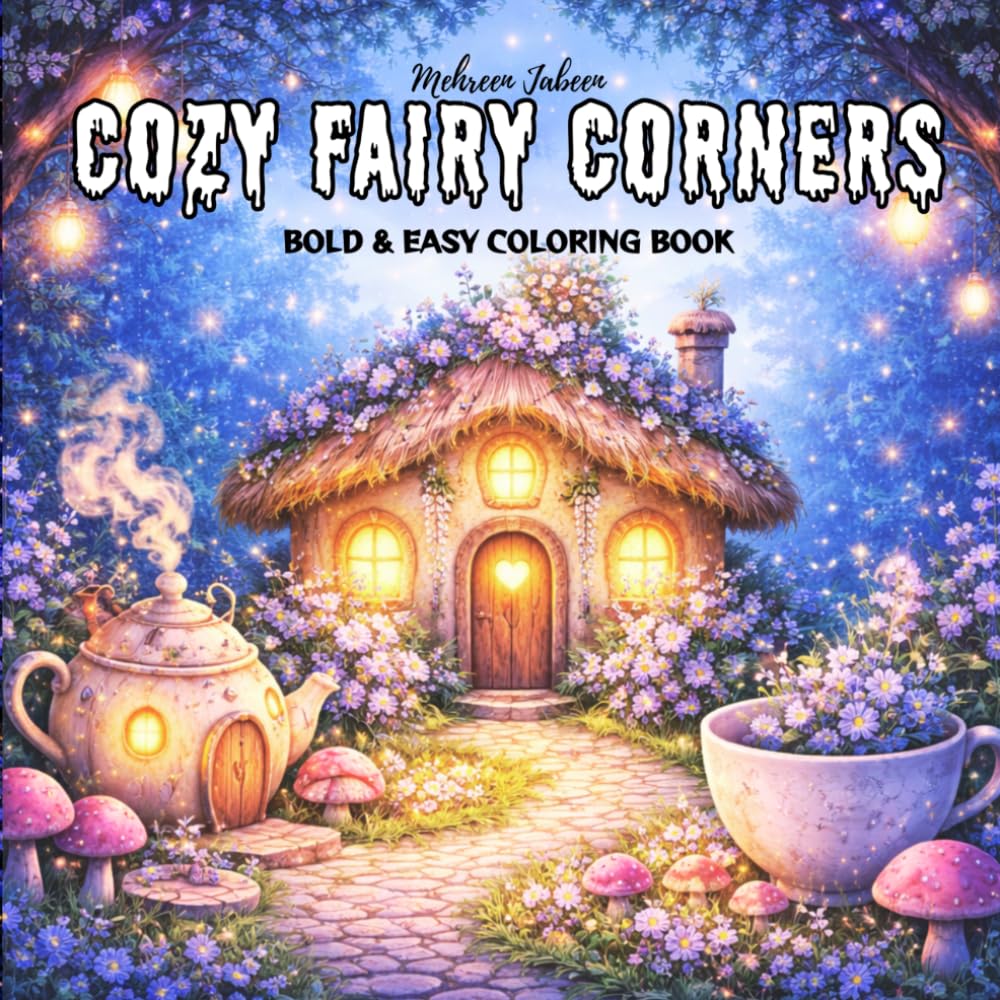 Cozy Fairy Corners: A Whimsical Coloring Book for Adults & Teens Featuring Magical Fairy Corners, Enchanted Woodland Nooks, Glowing Forest Paths, and Cozy Fantasy Escapes (Bold & Easy Coloring)