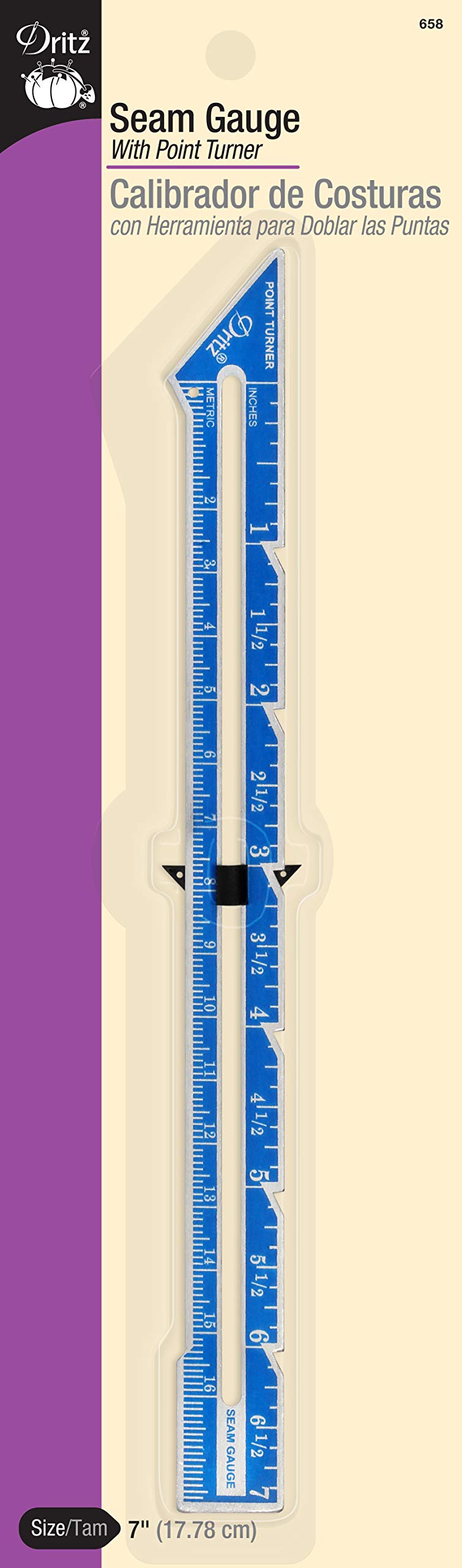 Dritz 658 Seam Gauge with Point Turner, 7-Inch