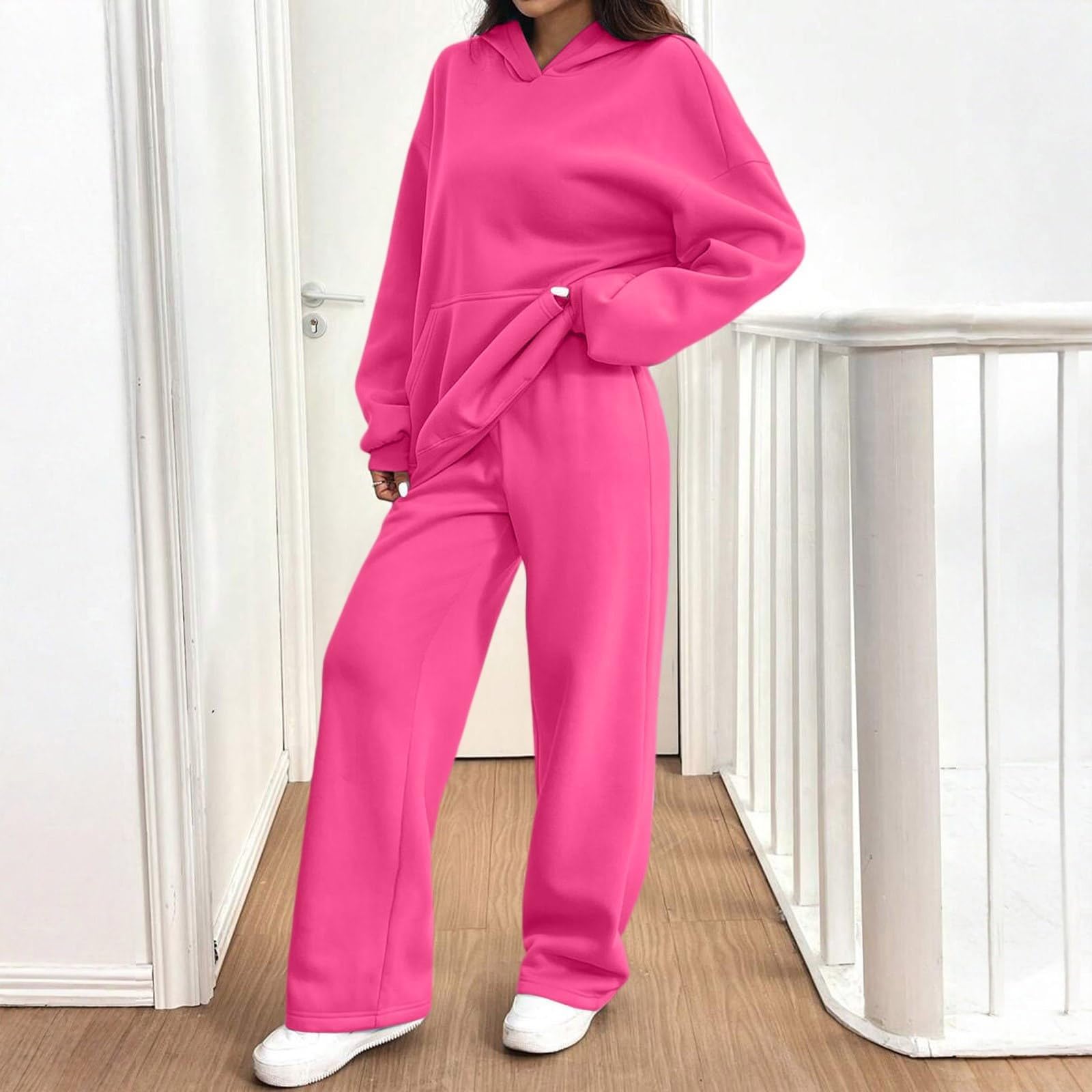 Damski dres do joggingu, odzież wypoczynkowa, zestaw dresowy, jednolity kolor, dwuczęściowe dresy, strój rekreacyjny, bluza i spodnie do joggingu, odzież sportowa, na wiosnę, jesień, zimę