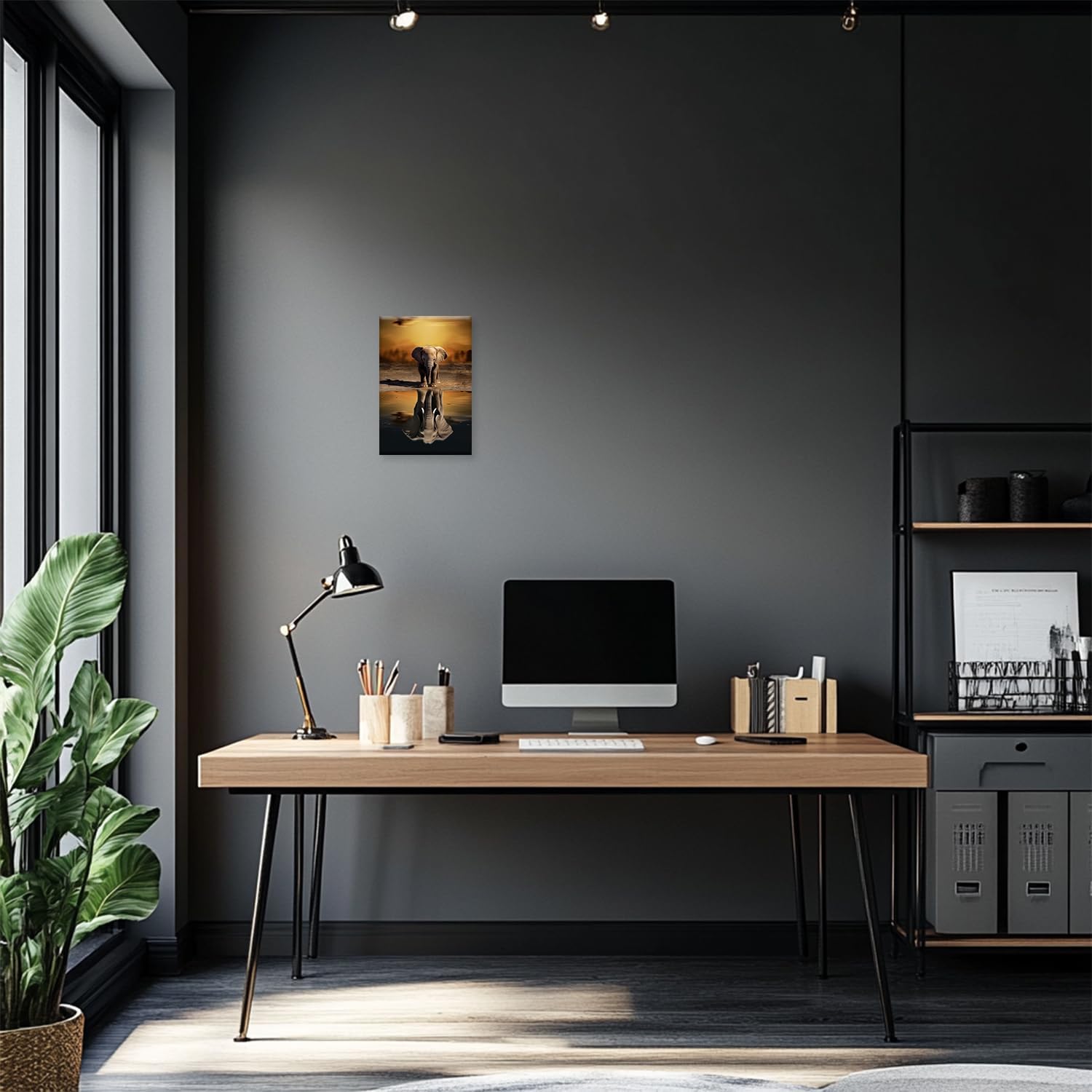 MODOJOART Elephant Canvas Wall Art, Mindset is Everything Painting Print Inspirational Elephant Photo Picture for Living Room Study Decor (Artwork-04, 16"x24")