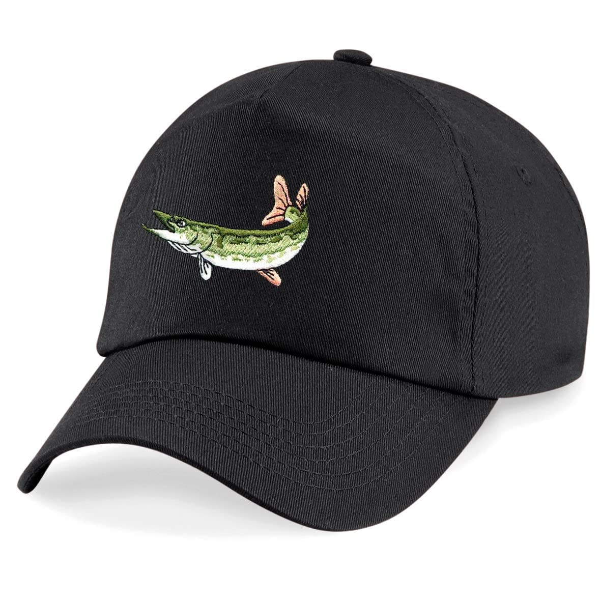 HiViz Kings Pike Fishing Embroidered Baseball Cap Embroidery (Black)