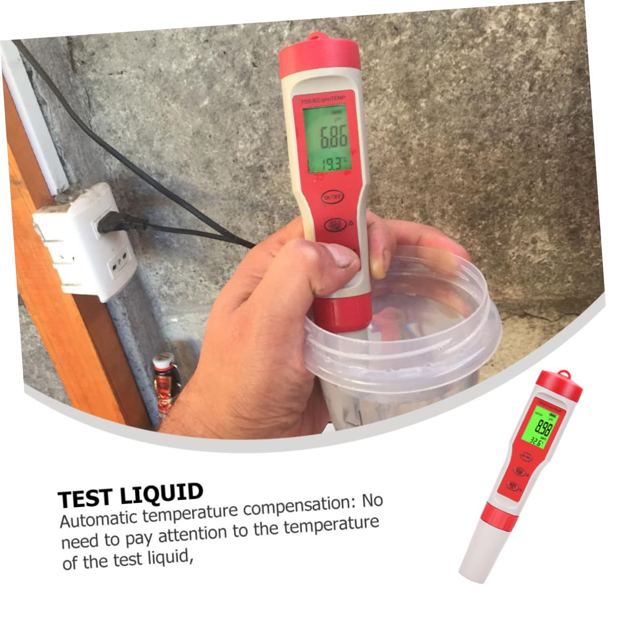 Holibanna Tester Digitale Acqua Ph Ec Temperatura Misuratore Portatile per Qualità Acqua Domestica Acquari e Laboratorio ad Alta Sensibilità