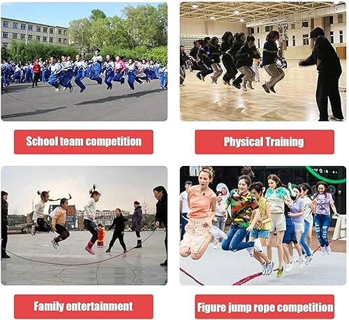 Miniatura 6 de Cuerda de saltar ajustable adecuada para niños y adultos, núcleo trenzado de nailon con rotación de 360 sin enredos