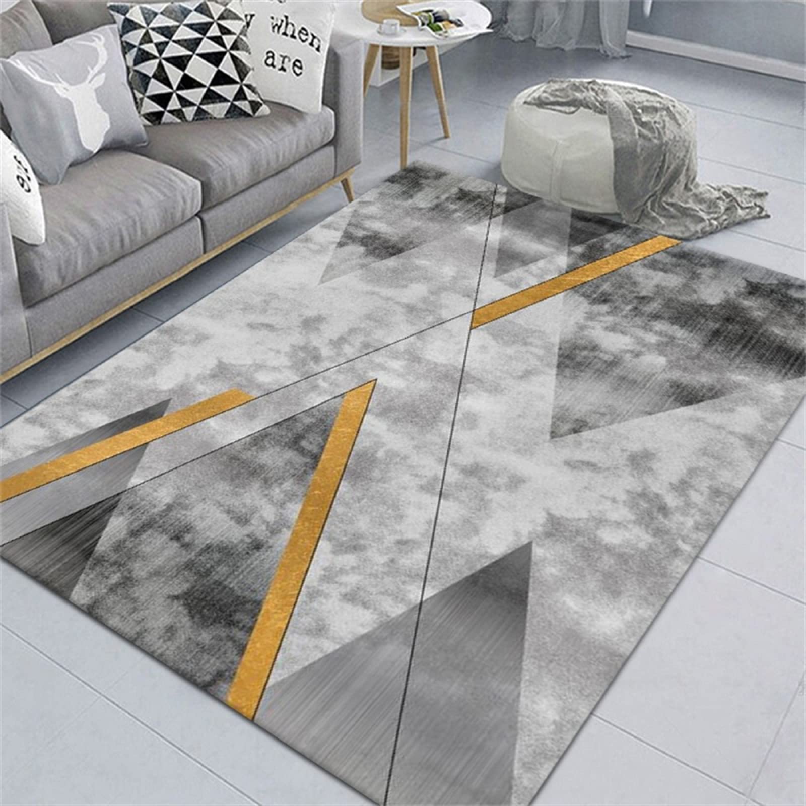 Tapis ados gris 80x160cm pour transformer une chambre avec un motif géométrique simple