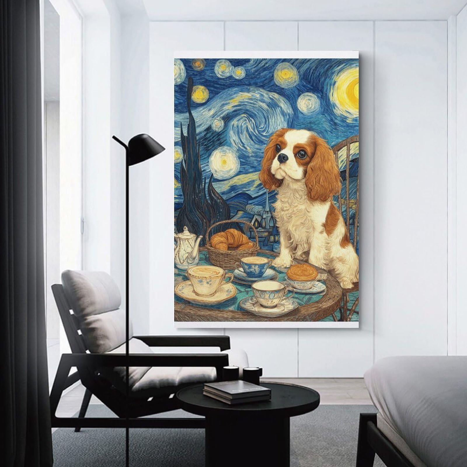 Junmoney Cavalier King Charles Spaniel Art Print Wall Picture Print 20x30inch(50x75cm), for Apartment Walls, Studios Or Work Areas, A Simple Refresh for Blank Walls