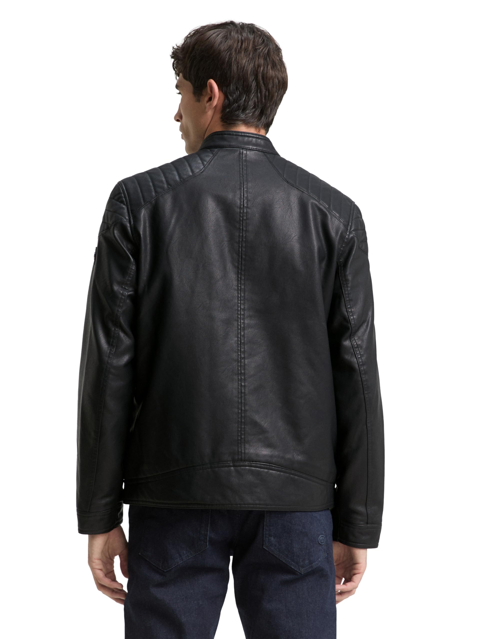 TOM TAILOR Męskie Kurtka motocyklowa ze sztucznej skóry 1026337, 29999 - Black, M