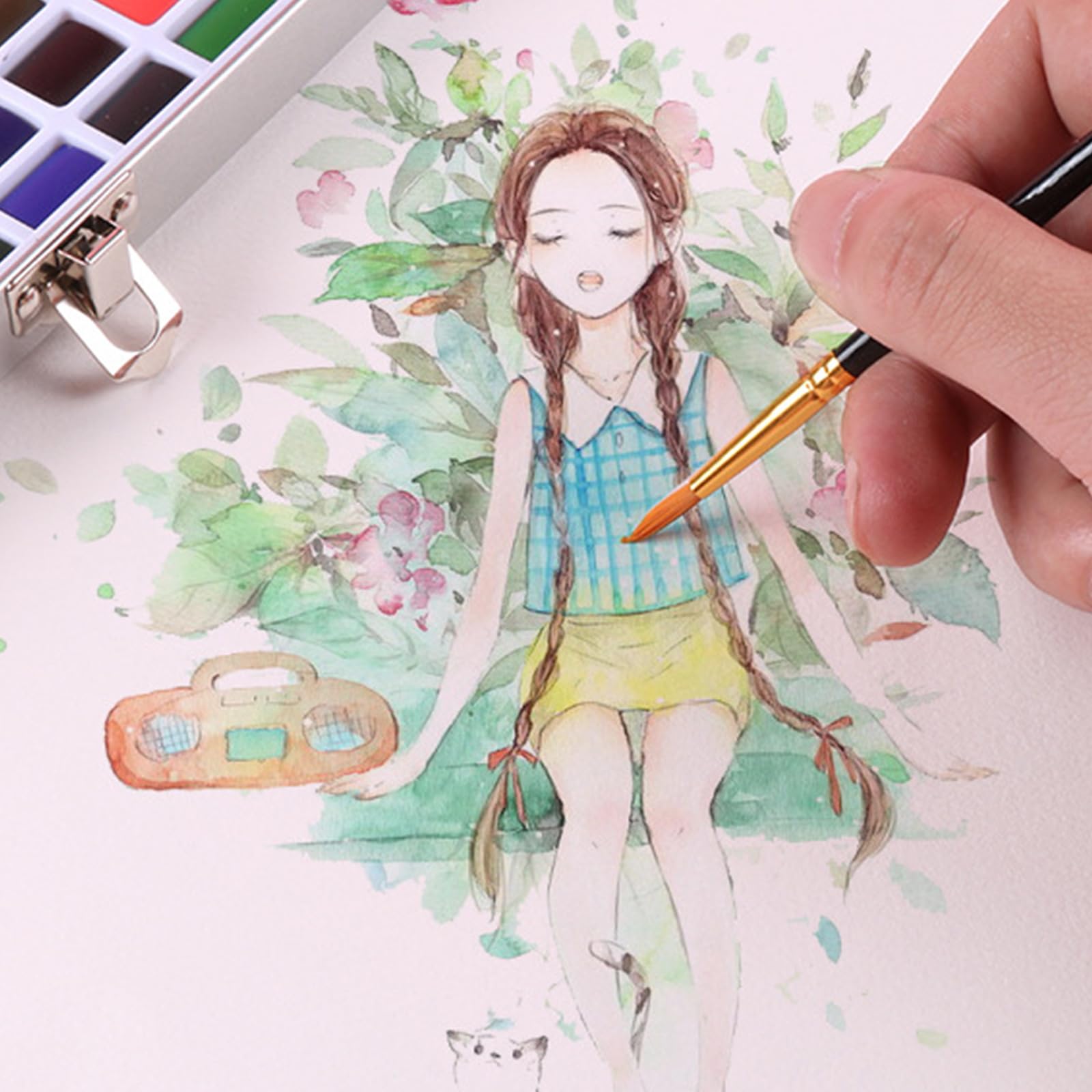 50/72/90/100 Couleurs Paillettes Peinture Aquarelle Étincelante Peinture Aquarelle Solide Ensemble Peinture Pigmentaire Nacré Pour Artisanat