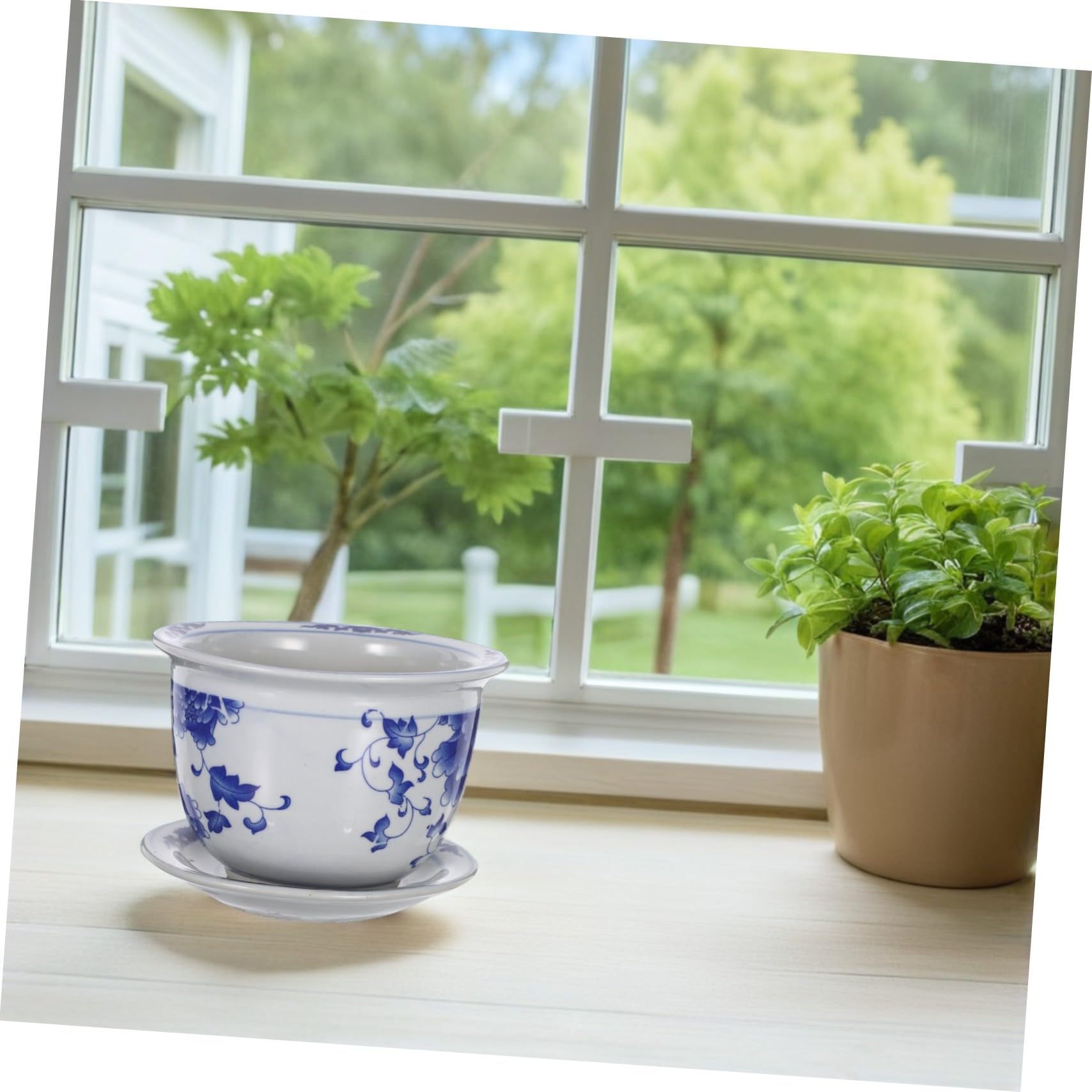 Ceramicznych Doniczek z Podstawką Vintage Donica z Otworami Drenażowymi Solidny Ceramiczny Pojemnik Sukulenty i Rośliny Doniczkowe Do Wnętrz Dekoracja Ogrodu i Balkonu