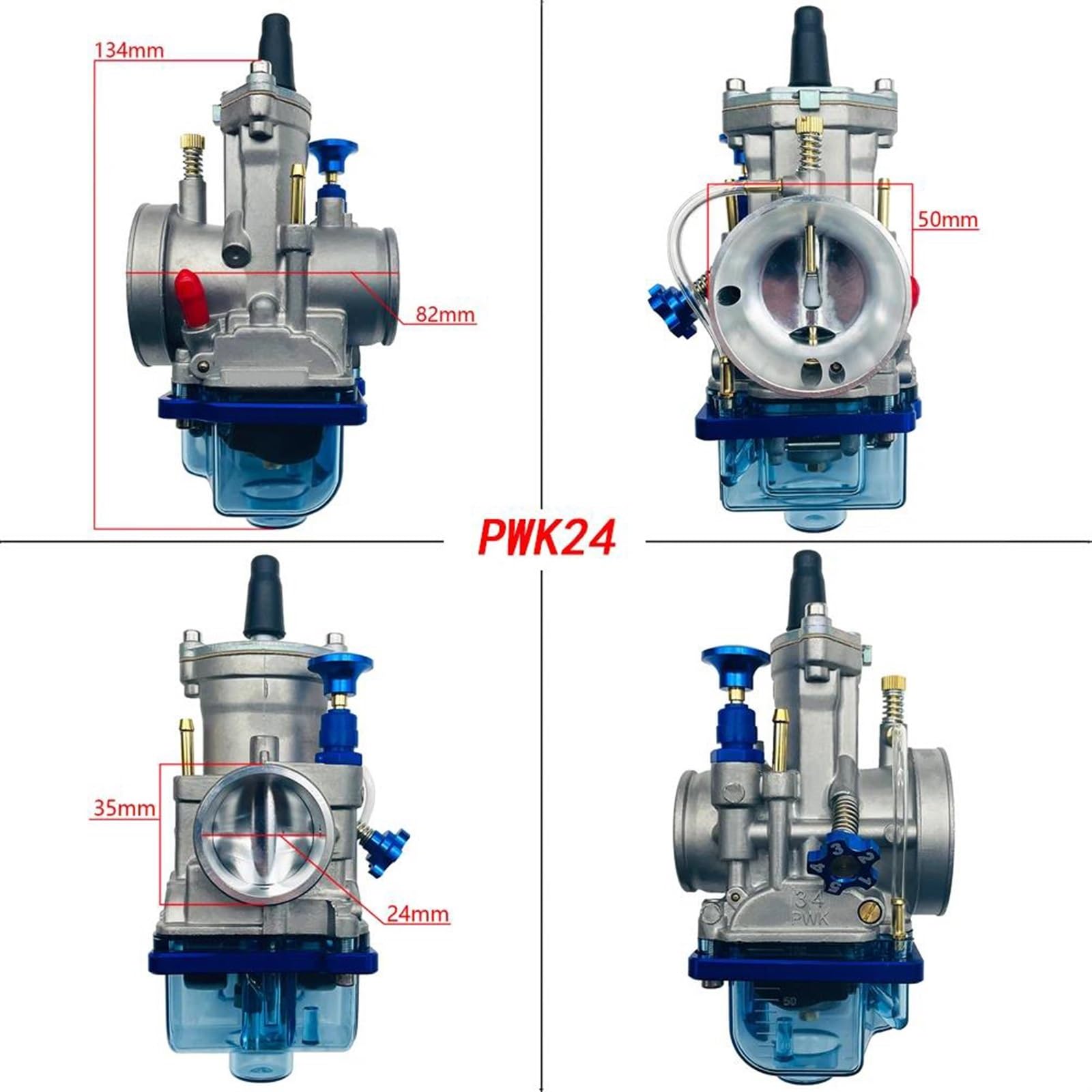 Modifica Del Coperchio Inferiore Blu Trasparente Per Il Carburatore Moto 2t 4t Tempi Per Pwk24 26 28 30 32 34mm