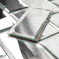 Vista 11 de Azulejo de espejo de vidrio biselado antiguo de 3 x 3 pulgadas para pared de cocina, baño (32 piezas)