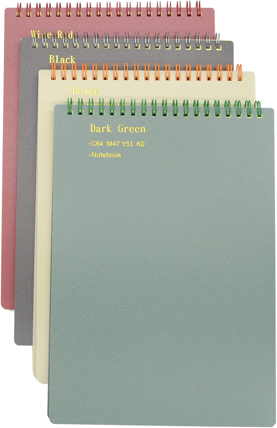 Top Bound Spiral Notebook, 4 Pcs 4 Color 9.8 Inch x 6.9