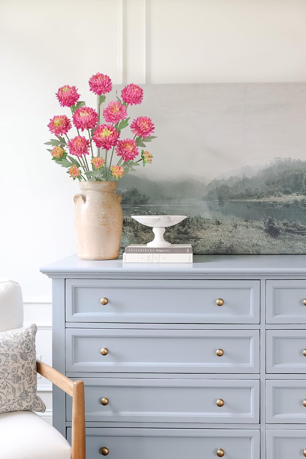 Briful 5PCS Artificial Chrysanthemum Flowers - 27.5'' Tall Faux Mums Floral Stems Pink Silk Chrysanthemums for Home Wedding Party Bouquet Arrangement Vase Centerpiece Décor - Image 4