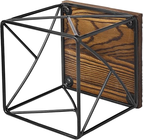 Miniatura 6 de MyGift Juego de 3 soportes modernos para exhibición de postres, parte superior rústica de madera encalada y base geométrica de alambre de metal de