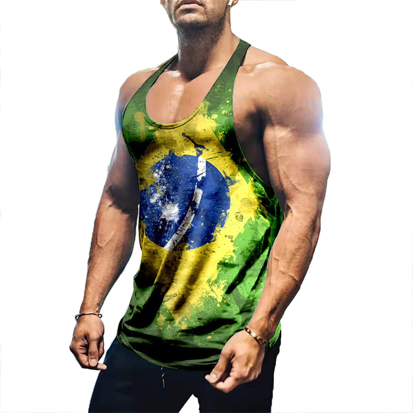 Hongwenstore Men's Union Jack Vintage British Flag Tank Top United Kingdom Flag Tank Tops
