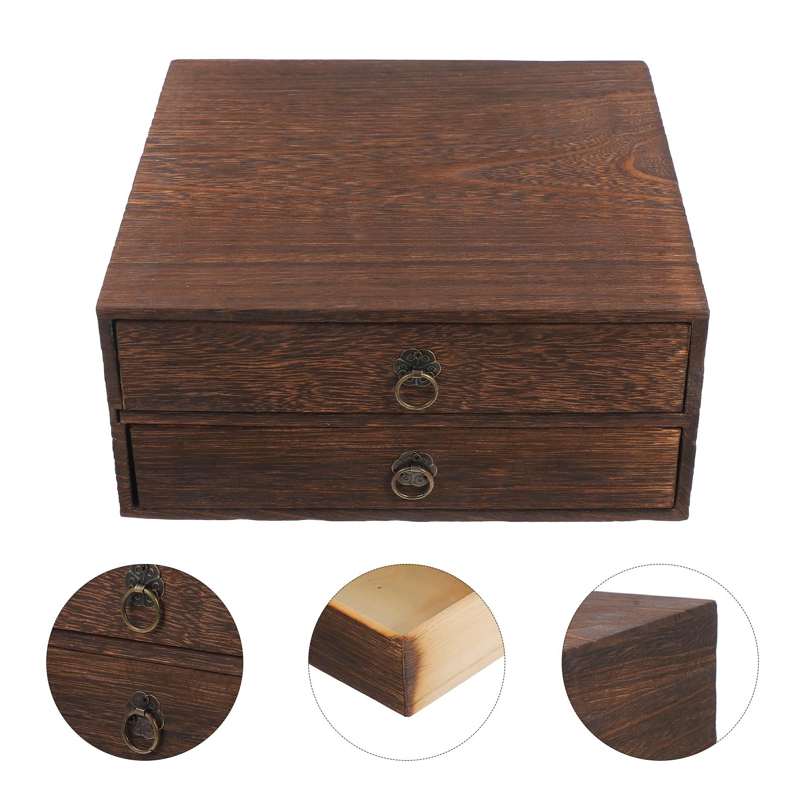 Holibanna Cassetto Portaoggetti da Scrivania in Legno Massello Retrò Organizer per Cassetti in Legno 2 Livelli 255X243X113 CM Contenitore da Scrivania Versatile per Casa e Ufficio