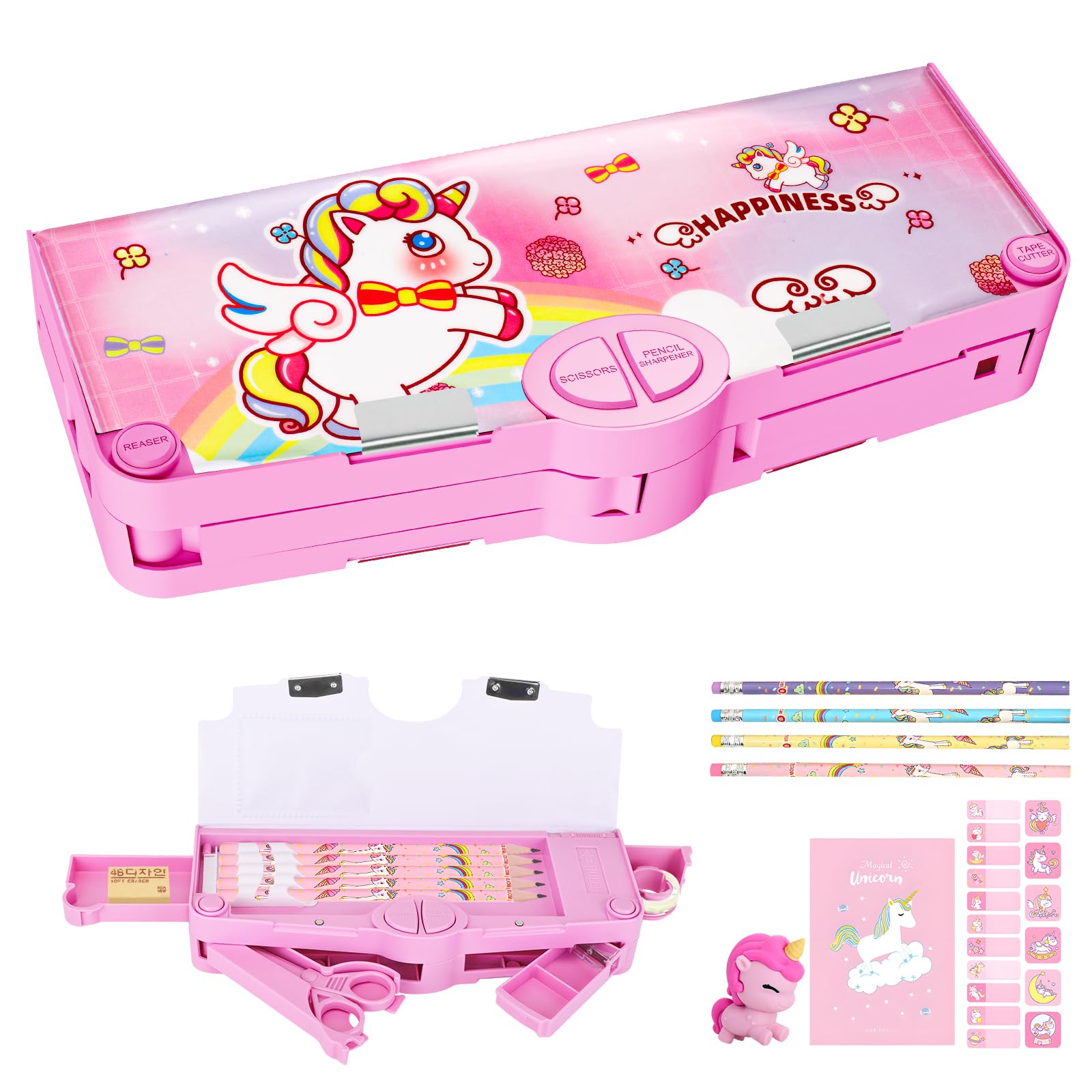 TCJJ Estuche para útiles escolares, Pink, Unicornio bonito