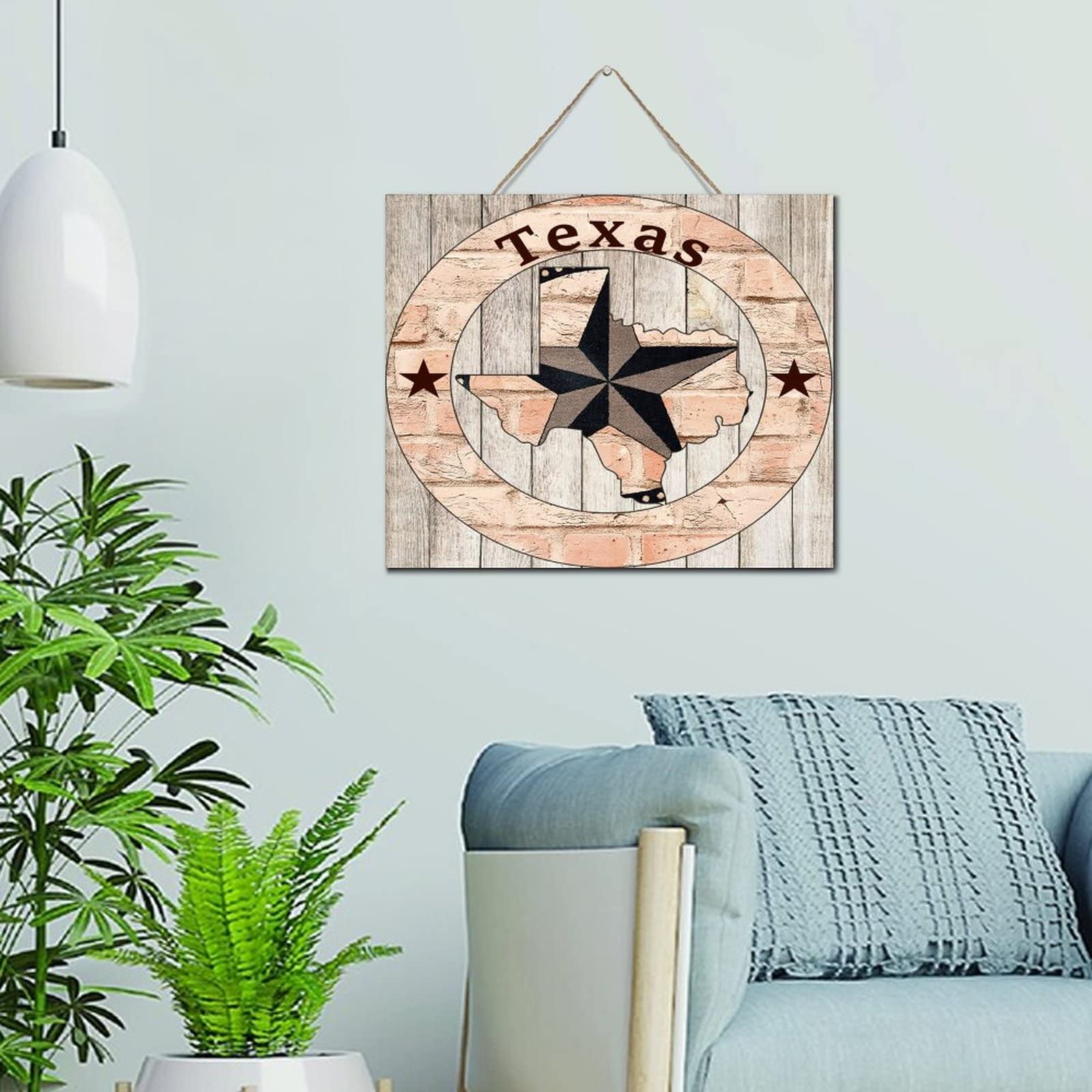 Plaque murale bois Texas Lone Star décoration table bureau extérieur - 6