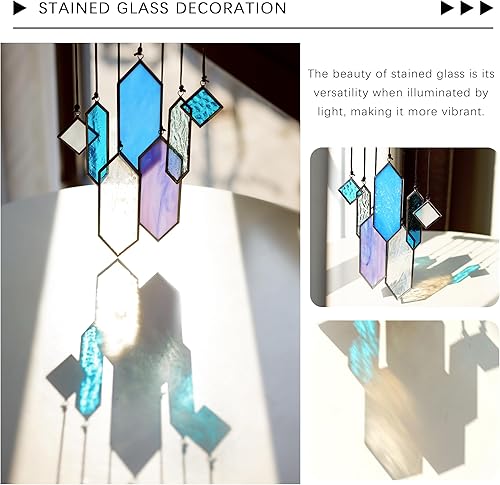 Miniatura 10 de HDCRYSTALGIFTS Gato negro para colgar en la ventana, diseño de gato sentado en luna azul, para decoración de pared de ventana, regalos para