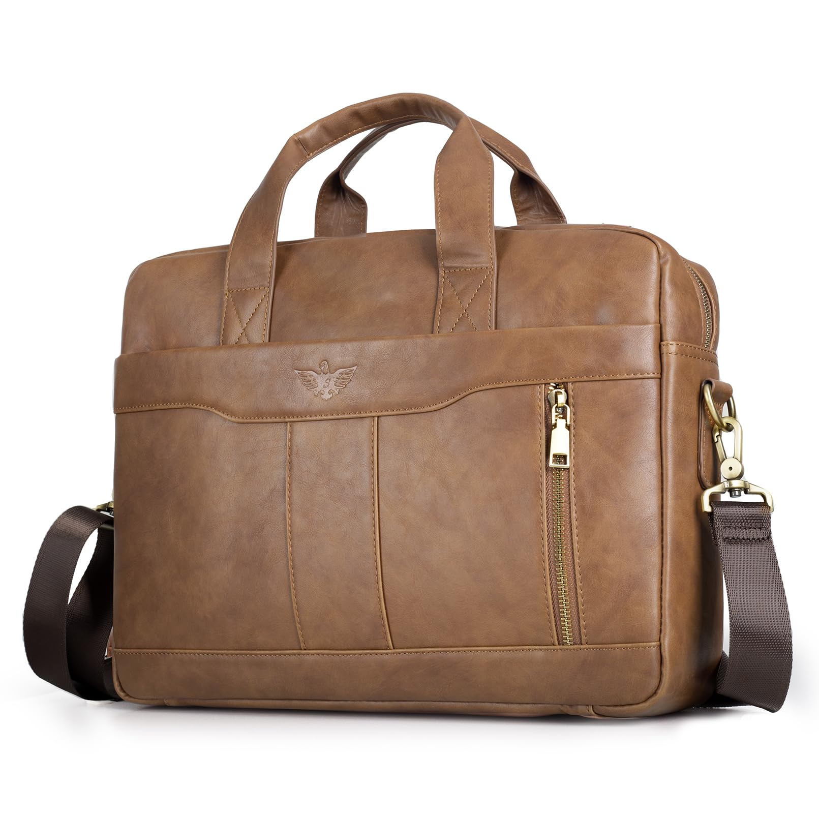SPAHER - Mallette en cuir synthétique pour ordinateur de 15,6 pouces, sac à bandoulière, serviette d'affaires, cadeau