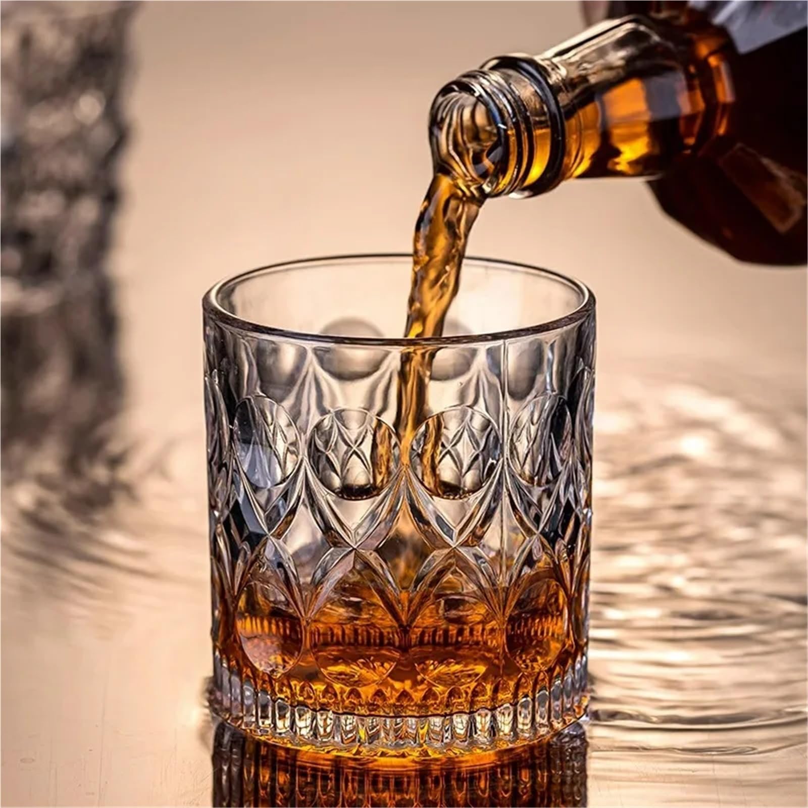 KristallgläSer 2 Stück Glasbecher 330 ml Reliefbecher Küchengläser for Kaffee Wasserglas-Sets
