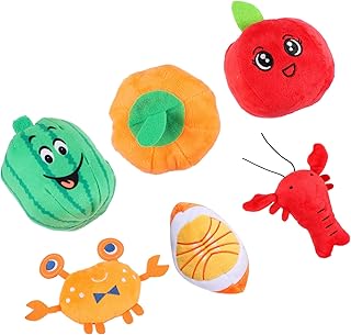 BCOATH 6pcs Pet Plush Toys Teething Toy Doggy Toy Puppy Teething Toys Pet Molars Bite Toy Cat Squeaker Toy Dog Biting Toy Pet Toy Puppy Chew Toy Pet Squeaky Toy Vegetable Plush Fruit