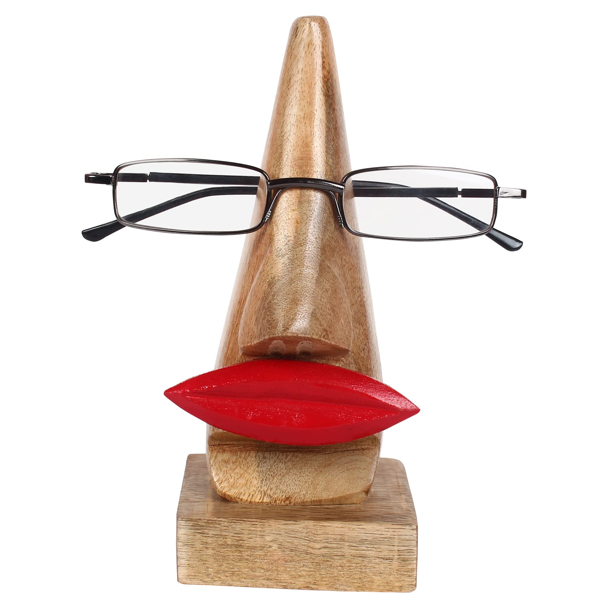 Craftland Wooden Handcrafted Nose Shaped Spectacles/Goggle/Eyeglass Holder/Stand for Women with red Lips 1