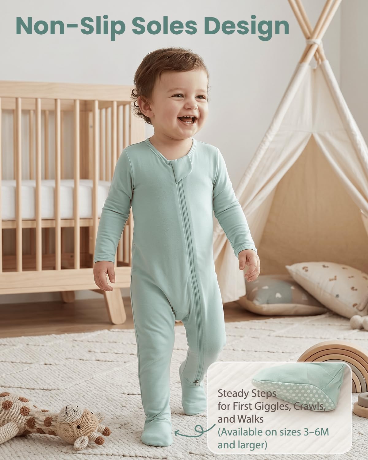 Bamboo Sleepers for Baby Boy, Newborn Footie Footed Pajamas, Bamboo Viscose Infant Onesies Clothing Long Sleeve image 4