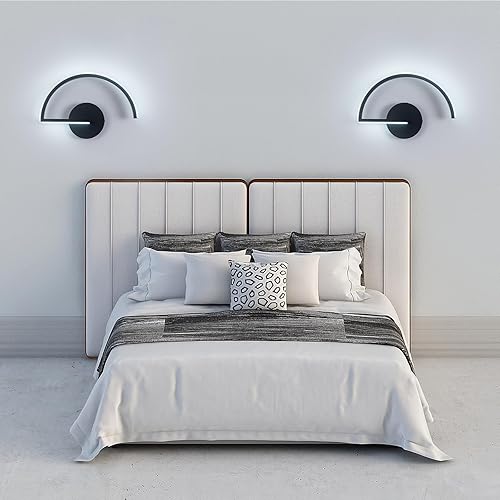 Miniatura 8 de Leniure LED Wall Sconce Modern Wall Lights 10W Black Indoor Wall Lamp for Hallway Bedroom Living Room 6500K Cool White