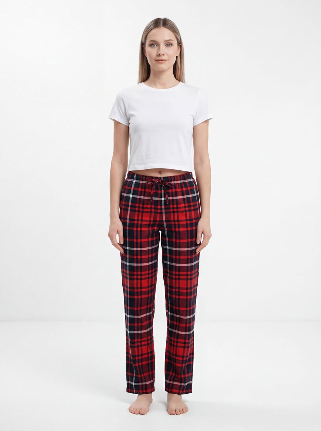 Sexy Basics Women's Lounge & Sleep PJ Pants | Soft Flannel Brush Long Bottoms |Drawstring & Pockets | Multi Packs - Image 2
